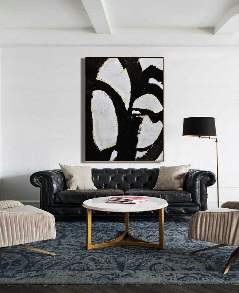Huge Abstract Painting On Canvas,Minimalist Painting On Canvas, Palette Knife Vertical Minimal Art - Huge Abstract Canvas Art